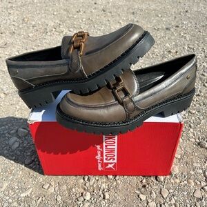 PIKOLINOS Brown and Black Leather Flats with Chunky Sole